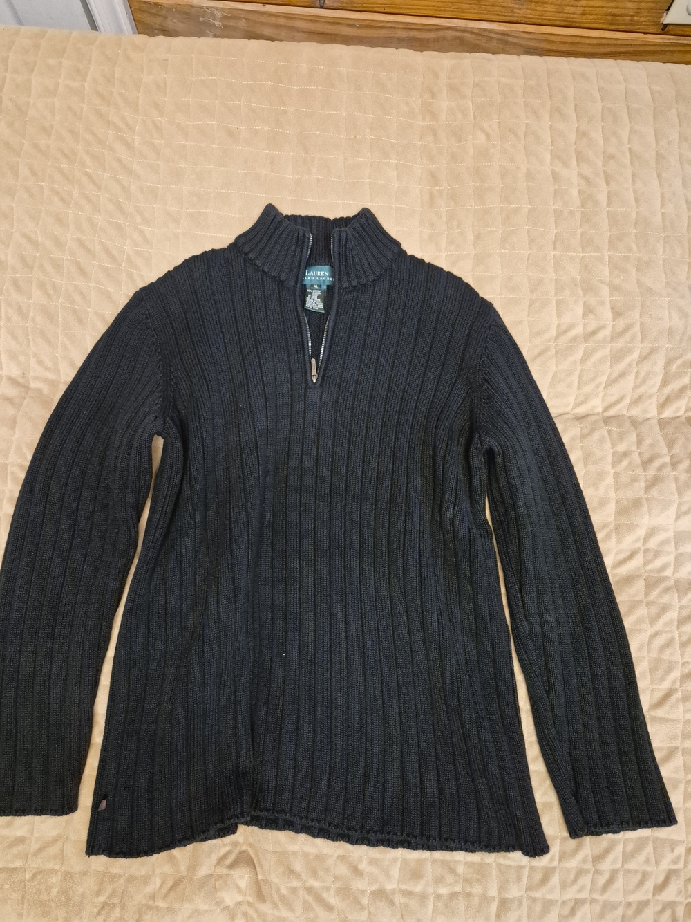 Lauren Ralph Lauren Men’s Black Ribbed Half-Zip Sweater